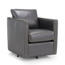 Decor-Rest Furniture Swivel Leather Chair 3050 Swivel Chair - Light Grey IMAGE 1