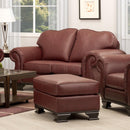 Decor-Rest Furniture Stationary Leather Look Loveseat 3933 Loveseat (Chestnut) IMAGE 1
