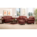 Decor-Rest Furniture Stationary Leather Look Loveseat 3933 Loveseat (Chestnut) IMAGE 2