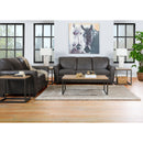 Decor-Rest Furniture Stationary Leather Sofa 3404 Sofa (Brown) IMAGE 2