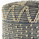 Mercana Rofi 67584 Blue Denim and Ivory Cotton Stitched Square Pouf IMAGE 2