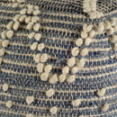 Mercana Rofi 67584 Blue Denim and Ivory Cotton Stitched Square Pouf IMAGE 3