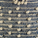 Mercana Rofi 67584 Blue Denim and Ivory Cotton Stitched Square Pouf IMAGE 4