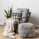 Mercana Rofi 67584 Blue Denim and Ivory Cotton Stitched Square Pouf IMAGE 5