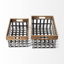 Mercana Chartrand 57851 Wood And Metal Open Crate Style Baskets (Set of 2) IMAGE 2