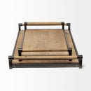 Mercana Benson 67701 Brown Wood Black Metal Trays (Set of 2) IMAGE 3