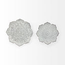 Mercana Miranda 67908 Set of 2 Stamped Metal Lotus Flower Wall Decor IMAGE 1