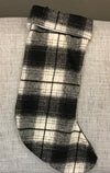 20” H Flannel Stocking, Black & White Plaid