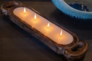 Himalayan Large Wood Candle Tray - Four Wicks